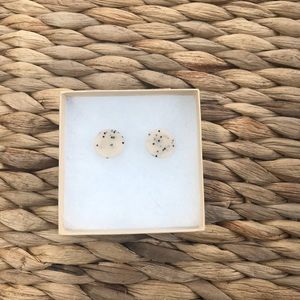 Cream and black confetti clay stud earrings